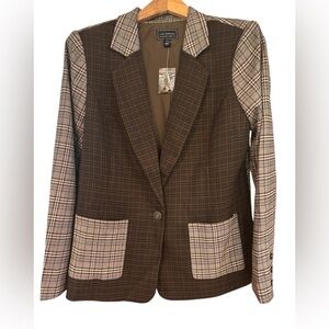 G by Giuliana Brown Plaid Boyfriend Blazer NWT